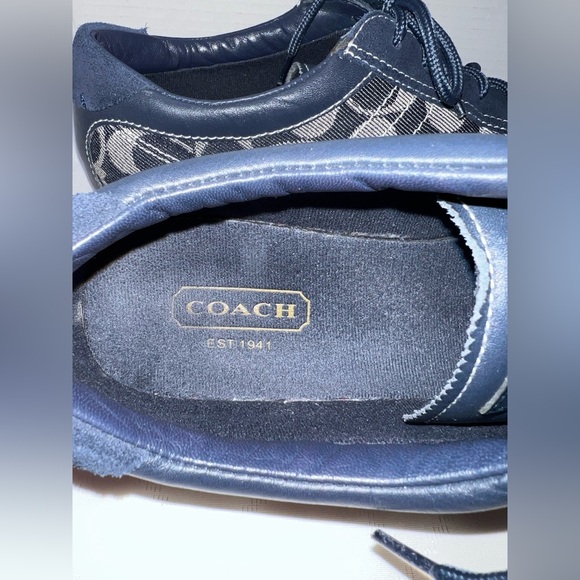 💥Women Coach GeeGee Navy Blue Signature w/Jacquard Leather Trim Sneakers Size 10 - Picture 5 of 8